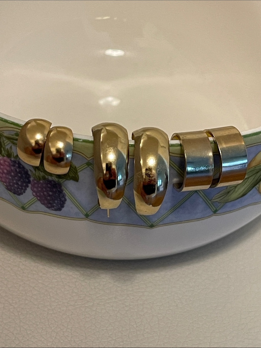 Gold Tone Huggie & Chunky Hoop Earring Set